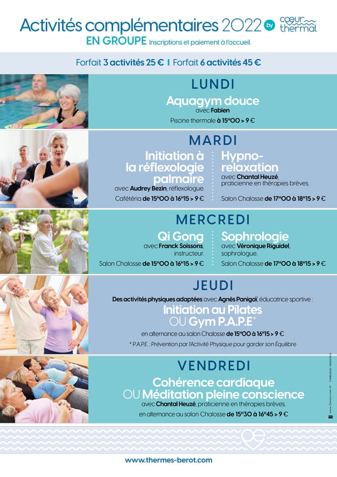 Activités complémentaires en groupe Thermes Bérot